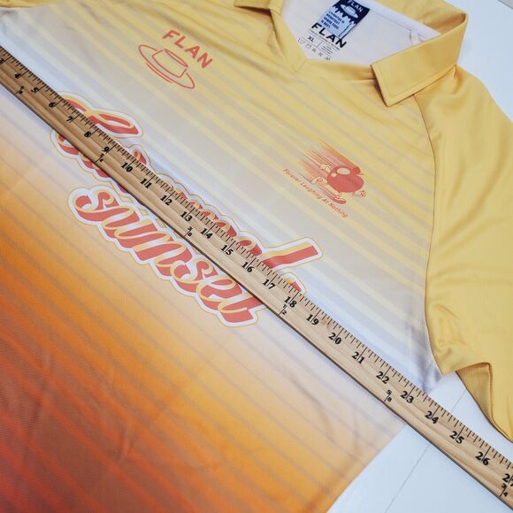 FLAN LABS Caramel Sunset Soccer Jersey Mens XL Short Sleeve Graphic Print NWOT - Picture 8 of 10